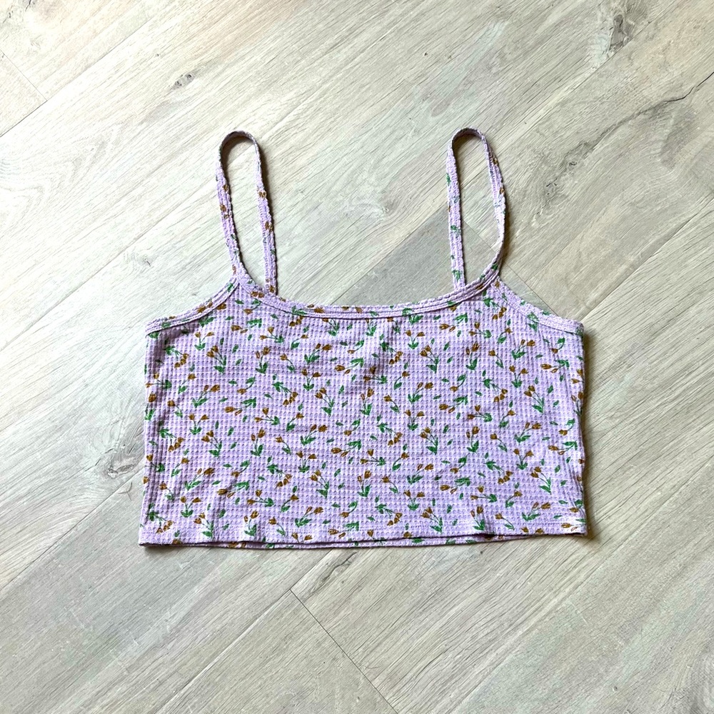 Free people intimately lilac purple floral sleepwear crop tank top